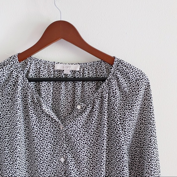 Loft Spotted Yoke Flowing Blouse - Picture 2 of 5